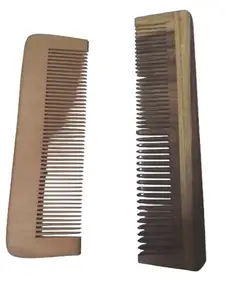 Aadityaa's Hair Comb Ayurvedic Neem Wood Wooden Wood Big Size Comfortable Wide Strong Teeth Men Women Long Lasting, Set of 2.