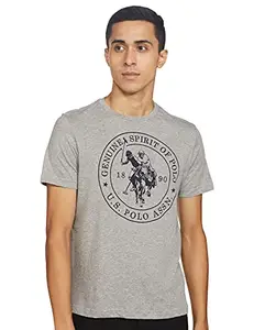 U.S. POLO ASSN. Men Comfort Fit Solid Cotton I643 Regular Fit T-Shirt - Pack of 1 (Grey Melange S), Small