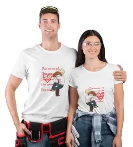 JD TRENDS I Love You Man/I Love You My Girl Printed Couple (White) T-Shirts
