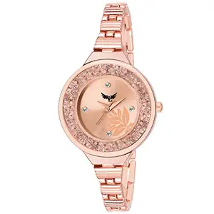 VILLS LAURRENS VL-7077 Precious Stones Filled Dial Analogue (Rose Gold) Watch for Women and Girls