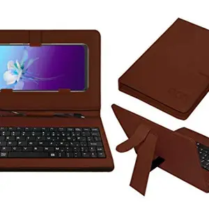 ACM Keyboard Case Compatible with Vivo V20 2021 Mobile Flip Cover Stand Direct Plug & Play Device for Study & Gaming Brown