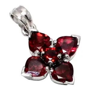 Rajasthan Gems Pendant 925 Sterling Silver Natural Garnet Gem Stone Women Men Unisex Handmade j925