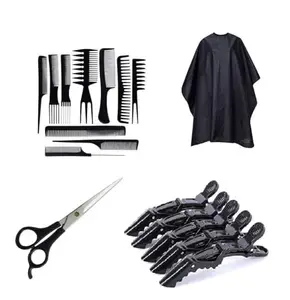Winkelen Professional Salon Hair Styling Tool Combo of Section Clips and Hair Comb Set With Cutting Scissor For Men And Women Hairdressing, Hair Styling Accessories Black