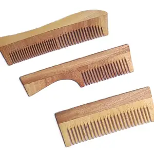 Wooden Neem Comb Combo – Pack of 3 Pure Wooden Combs for Men & Women | Anti-Dandruff Hair Comb | Eco-Friendly & Plastic-Free