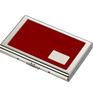 Stealodeal Red Metal Men's RFID Card Holder (AF-RED LEATHER ATM)
