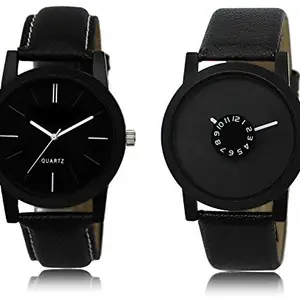 Acnos® Premium Slim Line Round Case Dial Analog Watch Combo for Men Pack of - 2(AC05-25)