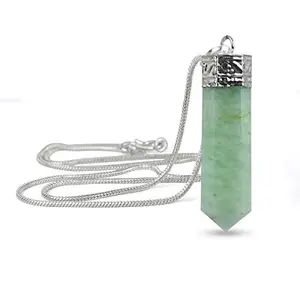 Reiki Crystal Products Natural Amazonite Pendant Pencil Shape Crystal Stone Pendant/Locket with Metal Chain for Reiki Healing & Crystal Healing Gemstone Size 30-35 mm (Color : Green)