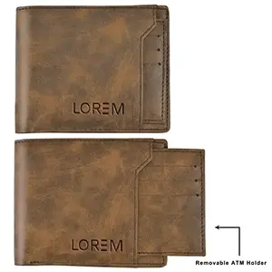 Lorem Brown Removable Card Holder Bi-Fold Faux Leather 7 ATM Card Slots Wallet for Men WL24