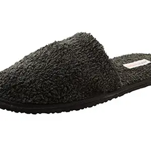 Travelkhushi Unisex Fluffy Anti-Sweat Slippers - Black