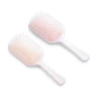 UMAI Detangler Hair Brush | Flexible Bristles | Paddle Brush with Cushioning for Smoothening out Curls, Straightening and Styling Hair|Wet & Dry Hair Pain Free Detangling (Beige-Pink)