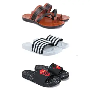 DRACKFOOT Men's Sandals | Lightweight Wear| Stylish & Easy to Wear For Men's GRT-SAN-(3-COMBO)-3151-3026-3034-8