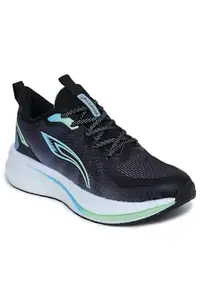 ABROS Avalon-On Running Sports Shoes Breathable Upper Mesh Phylon Sole Memory Foam Insole Casual Walking & Gym Shoes for Mens(Black/Ice Blue 7)