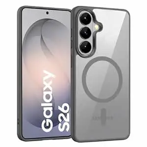 DIZORO Compatible with Samsung S26 5g Case,Compatible with MagSafe, Non Yellow Military-Grade Drop Protection & Hard PC Back Cover Slim Transparent Anti-Scratch Shockproof Phone Case (Titanium)