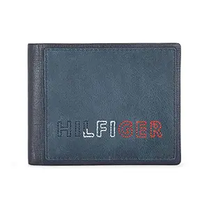 Tommy Hilfiger Emerald Leather Passcase Wallet for Men - Navy, 11 Card Slots