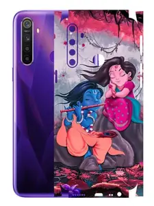 AtOdds - REALME 5s - Mobile Back Skin Sticker - Lamination - Rear Screen Guard Protector Film Wrap (Coverage - Back+Camera+Sides) (Design - Radha Krishan)
