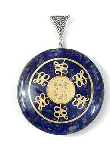 ASTROGHAR Lapis Lazuli Angelic Zibu Symbols And Angelic Number Crystal Orgone Resin Pendant For Men And Women