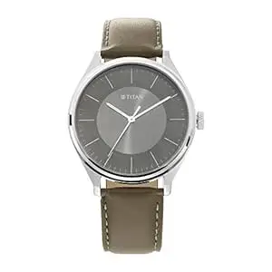 Titan Men's Urban Edge Lustrous Olive Dial Leather Watch-NP1802SL08