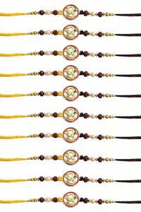 Multicolor Combo of 10 Dora Rakhi Set for Men with Roli Chawal Rakhi for Brother | pack of 10