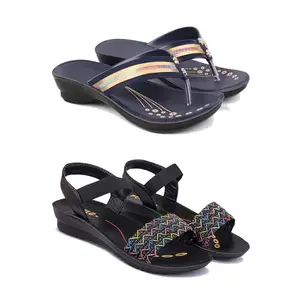 Women's Comfortable Sandal,Casual Lightweight Sandal for Everyday Wear | (Combo 2)-1957-1932-5