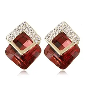 Shining Diva Fashion Italian Designer Collection Gold Plated Drop Earrings for Women (Red)(9736er)