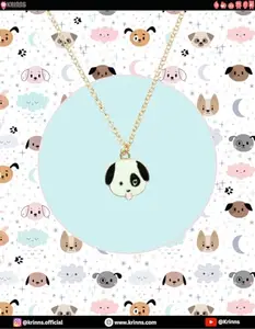 Krinns Cute Dog Face Dainty Charm Pendant Chain for her, adorable gifts for women, Pendants for Women and Girls aesthetic gift comes with cute card packaging