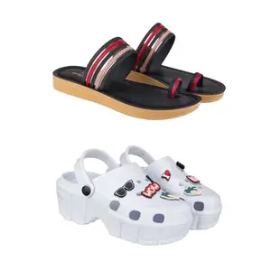 SPORTER Extra Soft Classic Casual wear with Flexibility Technology Heel Combo for Women's/Girl's(6144+2013)(8) Multicolor