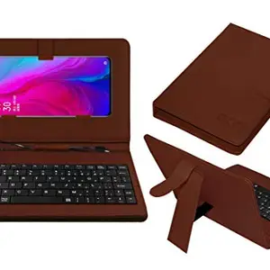 ACM Keyboard Case Compatible with Oppo Reno Mobile Flip Cover Stand Direct Plug & Play Device for Study & Gaming Brown