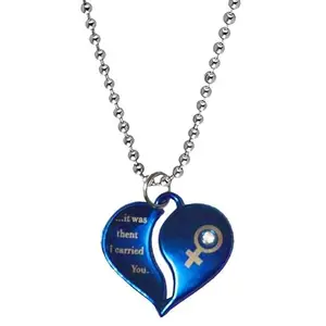 Shiv Jagdamba Valentine Day Gift Trendy Love Couple Heart Engraved Blue Locket Pendant Necklace ShivPn2021666