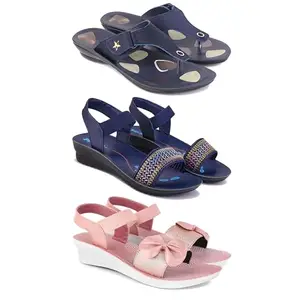Women's Comfortable Sandal,Casual Lightweight Sandal for Everyday Wear | HC-(COMBO-3)-1973-1935-1968-8