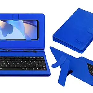 ACM Keyboard Case Compatible with Oppo A16 Mobile Flip Cover Stand Direct Plug & Play Device for Study & Gaming Blue