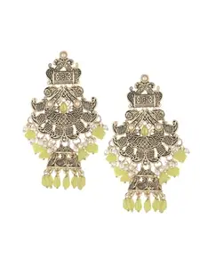 Adwitiya Collection Gold-Plated Handcrafted Stone Studded Jhumki|Trendy Stylish Earrings for Womens & Girls