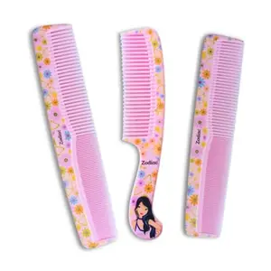 Hitech Sales Floral Hair Comb Set 3-Piece for Women and Girls Durable & Stylish Grooming Essentials (Color may vary)