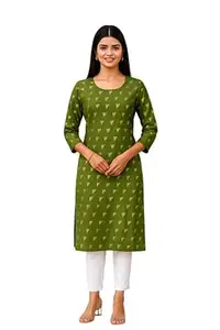 MANCHITA FASHION Women Rayon Printed Straight Kurti | Soft-Fabric Regular Fit Kurti | Comfortable & Lightweight Rayon Fabric | Casual & Office-Use Kurti | Everyday-use - Turquoise (Size-2XL)