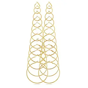 Jewels Galaxy Elegant Steampunk Round Small to Big 12 Pair of Hoop Earrings for Women/Girls (JG-PC-ERGR-146)