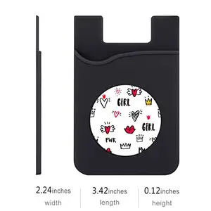 Plan To Gift Set of 3 Cell Phone Card Wallet, Silicone Phone Card Id Cash Wallet with 3M Adhesive Stick-on Girl Heart Printed Designer Mobile Wallet for Your Phone & Tablet