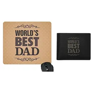 TheYaYaCafe Yaya Cafe Worlds Best Dad Hamper Set of 2 - Men's Leather Wallet Black, Dad Mousepad