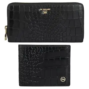 Da Milano Premium Gift Set for Men & for Women | Men & Women Wallet Combo | Black (0004-30)