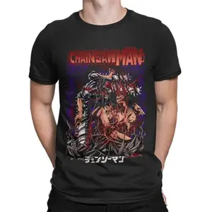 Project Amaterasu Chainsaw Man Anime Denji Rage Unisex Regular Fit Anime Printed T-Shirt (XXX-Large) Black