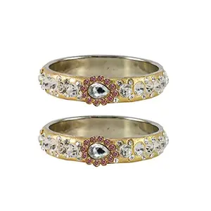 MAYA FASHION Golden stone Stud Brass Bangle Elegant Extra Large Size Bangle | Perfect Fit for Plus Size banglesTrendy and Comfortable Fit for woman and girls | (Sku-ban4709)