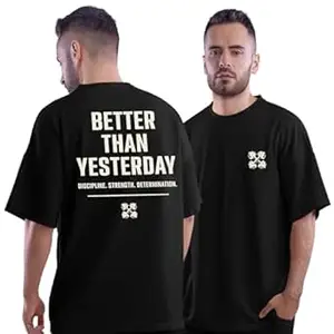 DUDEME Black Oversized Workout T Shirt | Gym T Shirt for Men and Women | Unisex 100% Cotton Gym Tshirt