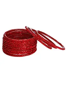 Designer Set of Bangle/Kada for Party and Daily Use, Glass, Ornamented-DK85 (Re_Bangle-Y1.3_bang)