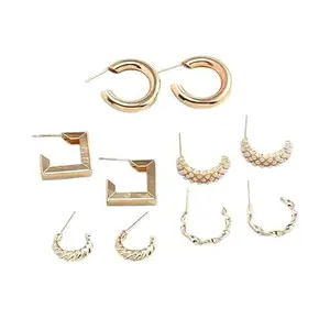 Karishma Kreations 5 Pair Combo Of Stunnig Earring For Women,Girls Stud & Hoop Earring, Stylish Design, Fashion Jewelry Earring