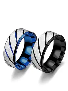 MEENAZ Stainless Steel adjustable proposal Couple band thumb Silver Platinum Blue combo chain black gold Finger Ring for Men Stylish Mens couples gents friends unisex Boys Boyfriend MEN RINGS 286_20