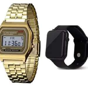 LAKSH Free LED Stylish Mens Black Digital Watch for Men(SR-077) AT-771(Pack of-2)