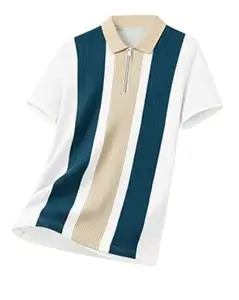 Enitor Mens Half Sleeves Polo Neck T-Shirt, Summer Wear T-Shirt for Men, Casual Half Zipper T-Shirts for Boys, Everyday Tshirts for Boy, Stylish Streetwear Tshirts