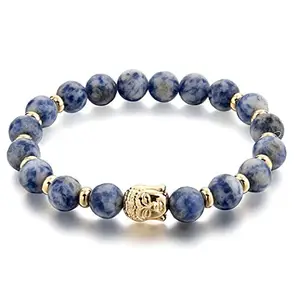 Hot And Bold Natural Semi-Precious Gemstone Beads Bracelet with Buddha Charm – Authentic Healing Jewelry (Abundance Bracelet with Tranquil Charm)