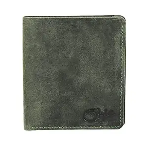 STYLE SHOES Men Green Genuine Leather RFID Wallet FA02 (6 Card Slots)