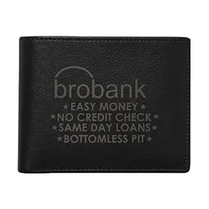 TheYaYaCafe Men's Bro Bank Engraved Leather Wallet for Brother- President Black