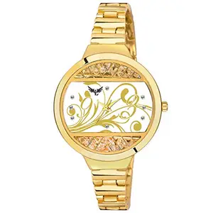 VILLS LAURRENS VL-7191 Gold Diamond Filled Dial Analogue Watch for Women and Girls