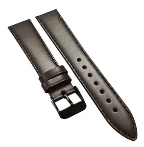 Ewatchaccessories 18mm Genuine Leather Watch Band Strap Fits HYDRO CONQUEST Dark Brown Black Pin Buckle